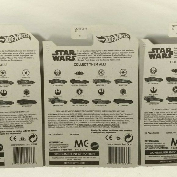 Hot Wheels STAR WARS (DISNEY) - Complete Set of 8 - Out of Production - Unopened - Picture 5 of 7